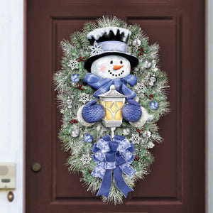 A Warm Winter Welcome snowman Wood Sign