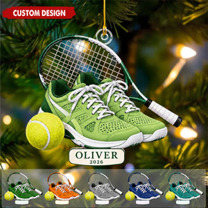 Personalized Tennis Racket and Shoes Ornament, Tennis Player Gift