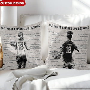 Personalized Ultimate Frisbee Life Lessons Pillow- Gift For Ultimate Frisbee Lovers