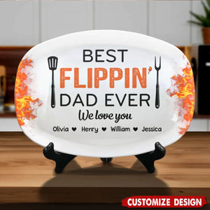 Best Flippin’ Dad Ever - Family Personalized Platter - Father's Day, Gift For Dad, Grandpa