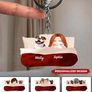 Personalized Sleeping With My Dog Keychain