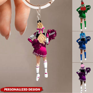 Personalized Cheerleading Pom pom Girl Keychain-Gift For Cheerleading Lovers