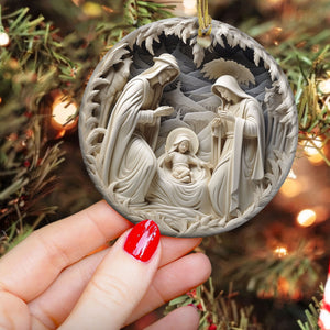 Birth Of Jesus - Personalized Ceramic Ornament