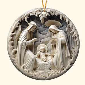 Birth Of Jesus - Personalized Ceramic Ornament