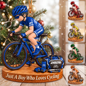 Personalized Just A Girl Boy Who Loves Cyclist Ornament, Player Cyclist Bike Ornament, Gift for Cyclist Bike Lover