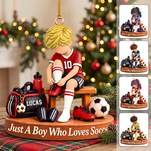 Personalized Soccer Player Ornament, Custom Name Soccer Player Gift