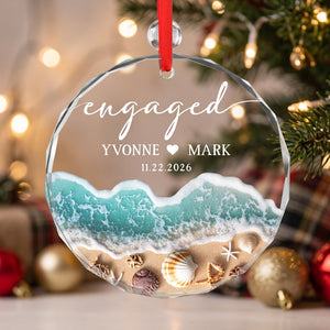 Personalized Beach Engaged Married Ornament - Gifts for Couples