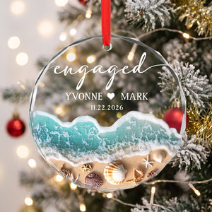 Personalized Beach Engaged Married Ornament - Gifts for Couples