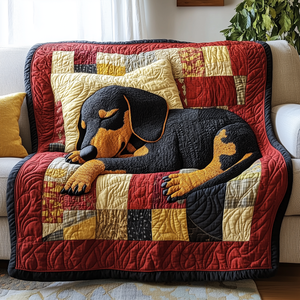 Snooze Dachshund Quilted Blanket