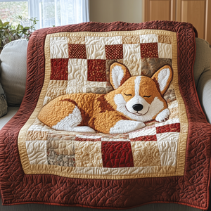Corgi Dreamscape Quilted Blanket