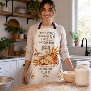 Personalized Apron With Pocket - Funny Sourdough Baker Gifts