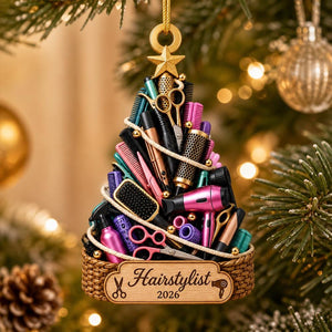 Personalized Hairstylist Christmas Ornament, Acrylic Hair Salon Ornament