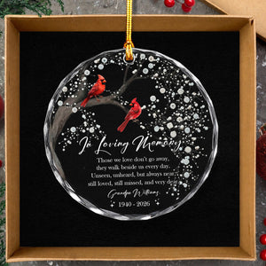 Personalized Memorial Glass Ornament, Cardinal In Loving Memory Keepsake