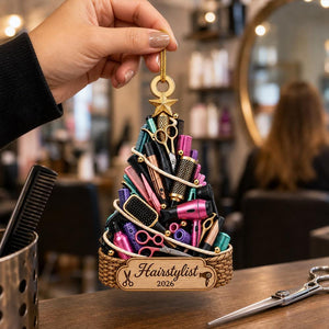 Personalized Hairstylist Christmas Ornament, Acrylic Hair Salon Ornament