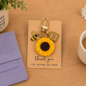 Personalized Sunflower Bee Keychain - Teacher Gift