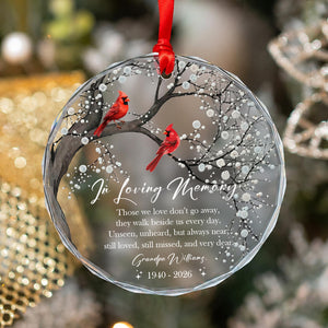 Personalized Memorial Glass Ornament, Cardinal In Loving Memory Keepsake