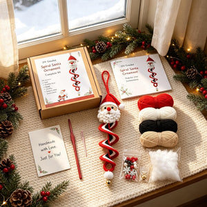 Crochet Christmas Spiral Wind Chime Ornament DIY Kit |Santa,Snowman,Xmas Tree,Elf Handmade Crochet Supplies,Beginner Friendly Craft Kit Gift