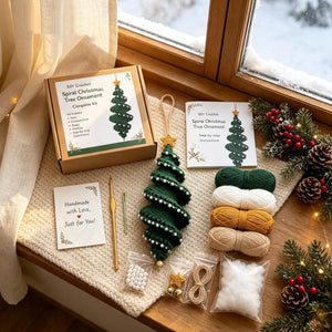 Crochet Christmas Spiral Wind Chime Ornament DIY Kit |Santa,Snowman,Xmas Tree,Elf Handmade Crochet Supplies,Beginner Friendly Craft Kit Gift