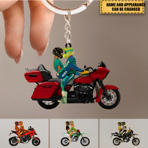 Personalized Motorcycle Couple Acrylic Keychain - Gift for Couple