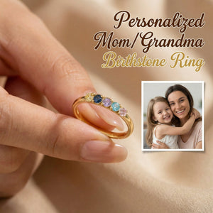 Personalized Tiny Birthstone Ring, Family Birthstone Ring, Mother's Gift