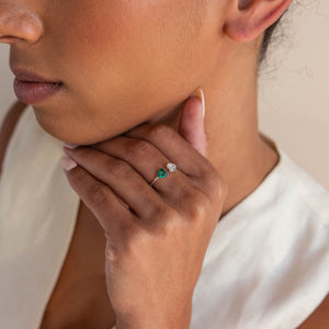 Forever Link Double Heart Personalized Birthstone Ring - Gift for Her, Wife, Mom, Daughter
