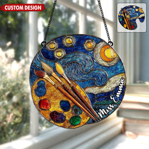 Personalized Paint Palette Acrylic Suncatcher, Art Teacher Gift, Art Classroom Decor, Artist Window Hanging, Painter Gift