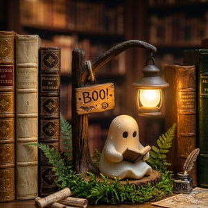Reading Ghost Halloween Night Light - Cozy Home Desk Decor Lamp