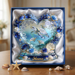 Turtle Mom Toile De Jouy Acrylic Plaque - Personalized Gifts For Mother