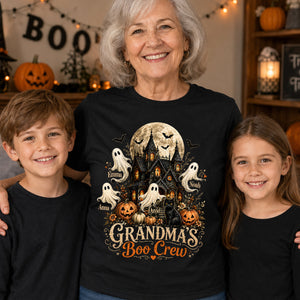 Personalized Classic Tee, Grandma's Boo Crew Haunted House Halloween, Unique Gift for Grandma