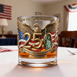 250 Years Of Freedom Anniversary 11oz Round Glass - Personalized Gifts For Patriots