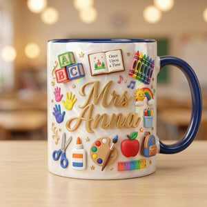 Personalized Teacher School Supplies Mug - Gift For Kindergarten Educator