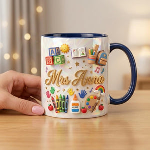 Personalized Teacher School Supplies Mug - Gift For Kindergarten Educator