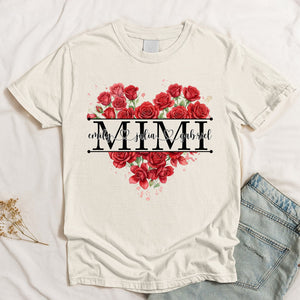 Floral Heart Custom Birth Flower Mimi Shirt Mother's Day Gift For Her - Personalized Shirt