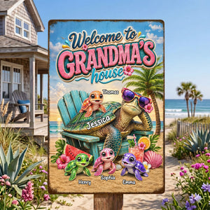 Welcome To Grandma's House, Personalized Metal Sign, Gift For Grandma