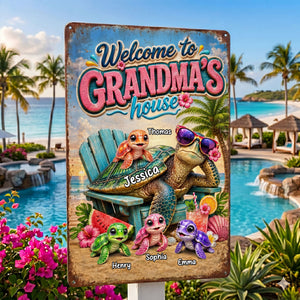 Welcome To Grandma's House, Personalized Metal Sign, Gift For Grandma