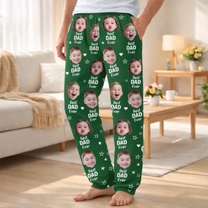 Custom Photo Pajama Pants - Personalized Family Gift For Dad Mom Grandma Grandpa
