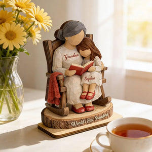 Personalized World's Best Grandma 2-Layered Wooden Plaque - Gift For Mom, Grandma