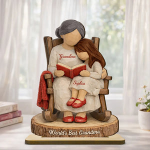Personalized World's Best Grandma 2-Layered Wooden Plaque - Gift For Mom, Grandma