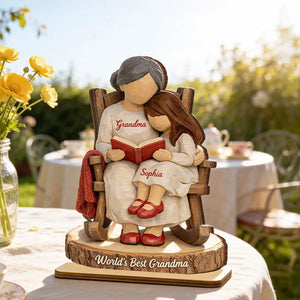 Personalized World's Best Grandma 2-Layered Wooden Plaque - Gift For Mom, Grandma