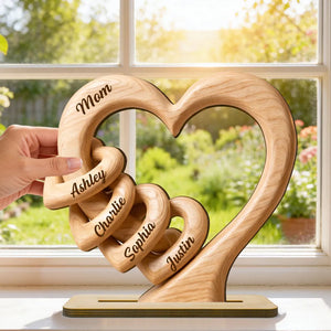 Personalized Heart Wooden Plaque - Gift For Mom Wife