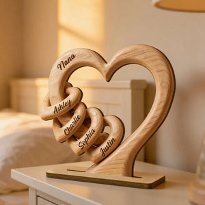 Personalized Heart Wooden Plaque - Gift For Mom Wife