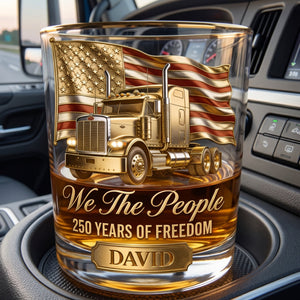 250 Years Of Freedom Round Glass - Personalized Gifts For Trucker Lovers