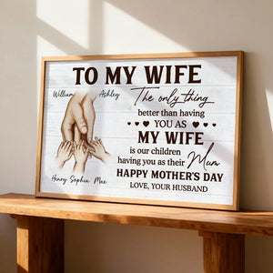 Family Holding Hands Personalized Poster - Mother's Day Gift For Wife