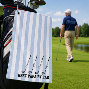 Custom Waffle Weave Golf Towel with Golf Club Design, Creative Father's Day Gift for Papa's Golf Bag
