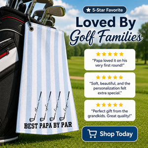 Custom Waffle Weave Golf Towel with Golf Club Design, Creative Father's Day Gift for Papa's Golf Bag