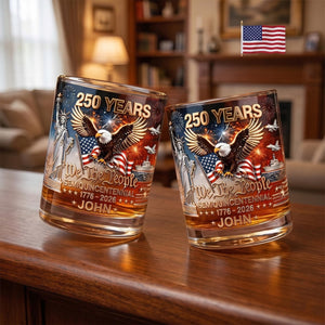 Personalized USA 250th Whiskey Glass-Gift For Men
