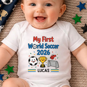 Personalized World Football Gold Cup Baby Onesie-Gift For Football Lovers, New Moms, New Dads