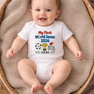 Personalized World Football Gold Cup Baby Onesie-Gift For Football Lovers, New Moms, New Dads