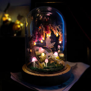 Pink Wisteria Fairy Mushroom Handmade Night Light