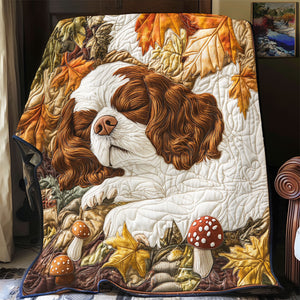 Sleeping Cavalier King Charles Spaniel Quilted Blanket